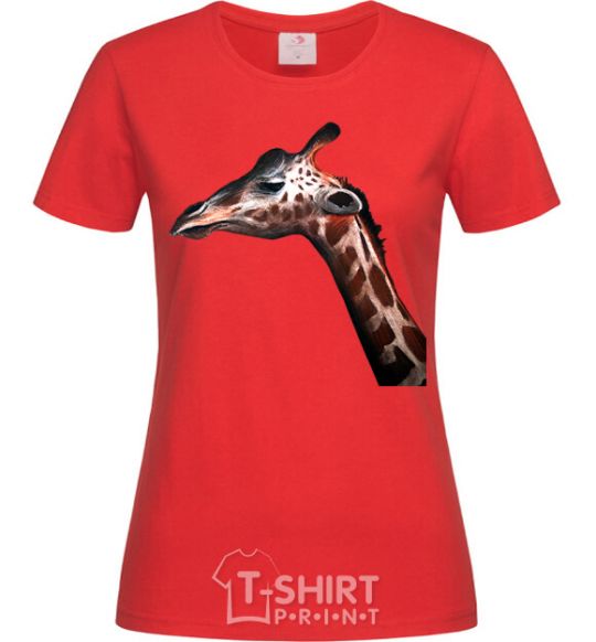Женская футболка Pastel giraffe Красный фото