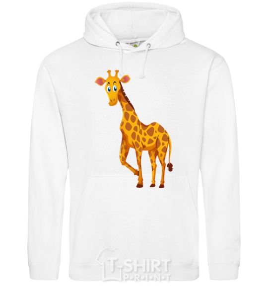 Men`s hoodie The giraffe smiles White фото