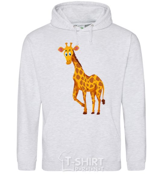Men`s hoodie The giraffe smiles sport-grey фото