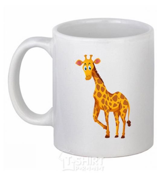 Ceramic mug The giraffe smiles White фото