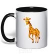 Mug with a colored handle The giraffe smiles black фото
