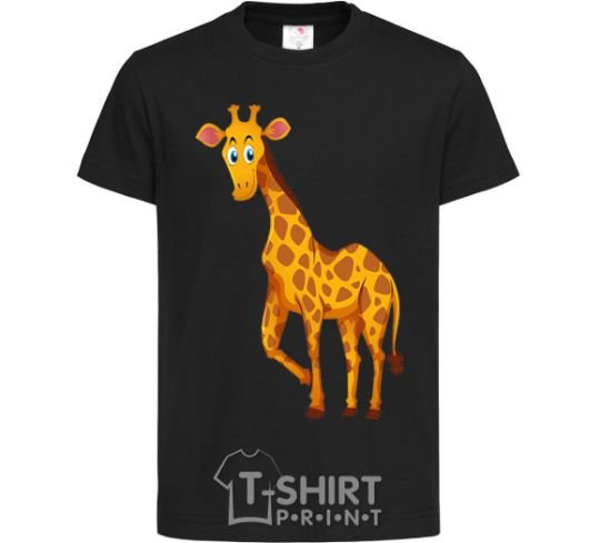 Kids T-shirt The giraffe smiles black фото