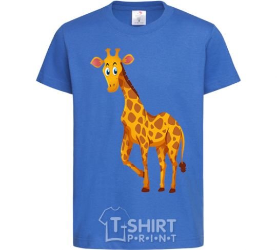 Kids T-shirt The giraffe smiles royal-blue фото