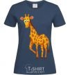 Women's T-shirt The giraffe smiles navy-blue фото