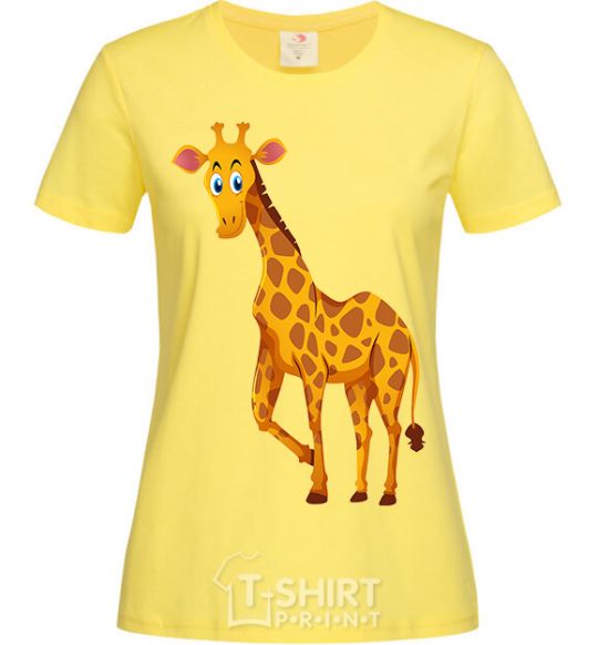 Women's T-shirt The giraffe smiles cornsilk фото