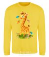 Sweatshirt A giraffe with butterflies yellow фото