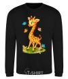 Sweatshirt A giraffe with butterflies black фото