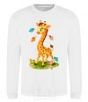 Sweatshirt A giraffe with butterflies White фото