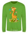 Sweatshirt A giraffe with butterflies orchid-green фото