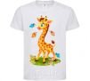 Kids T-shirt A giraffe with butterflies White фото