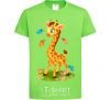 Kids T-shirt A giraffe with butterflies orchid-green фото