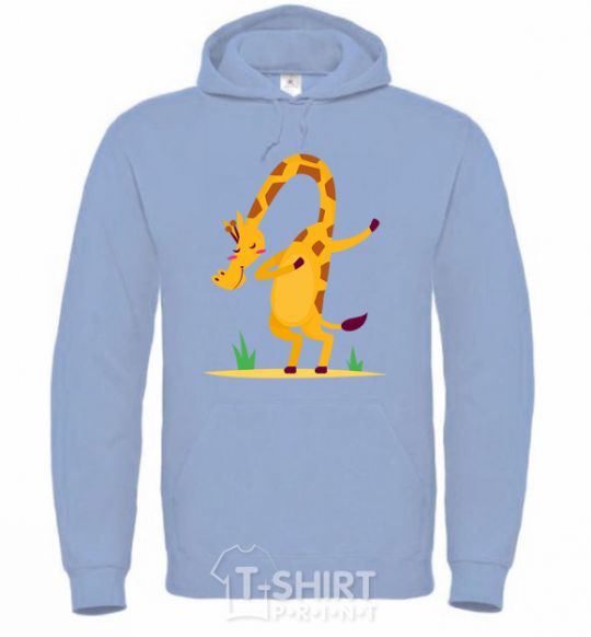 Men`s hoodie Polite giraffe sky-blue фото