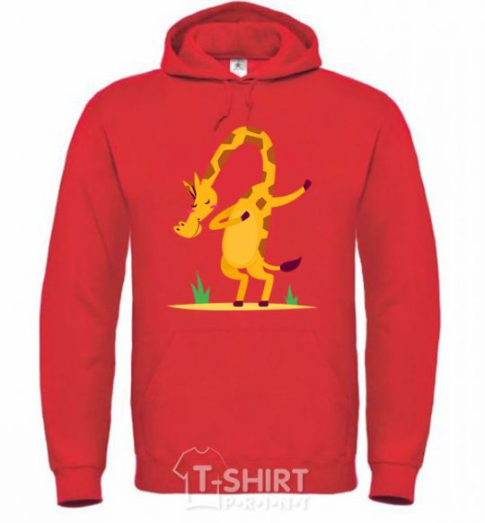 Men`s hoodie Polite giraffe bright-red фото