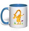 Mug with a colored handle Polite giraffe royal-blue фото