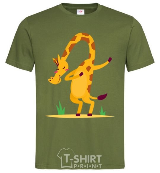 Мужская футболка Вежливый жираф Оливковый фото