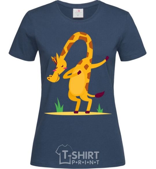Women's T-shirt Polite giraffe navy-blue фото