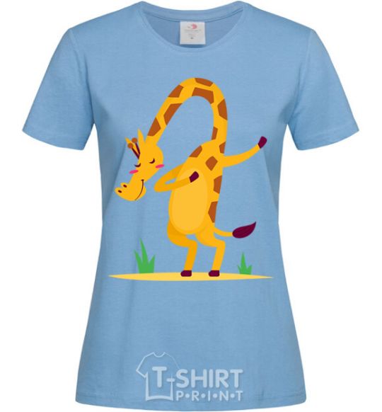 Women's T-shirt Polite giraffe sky-blue фото
