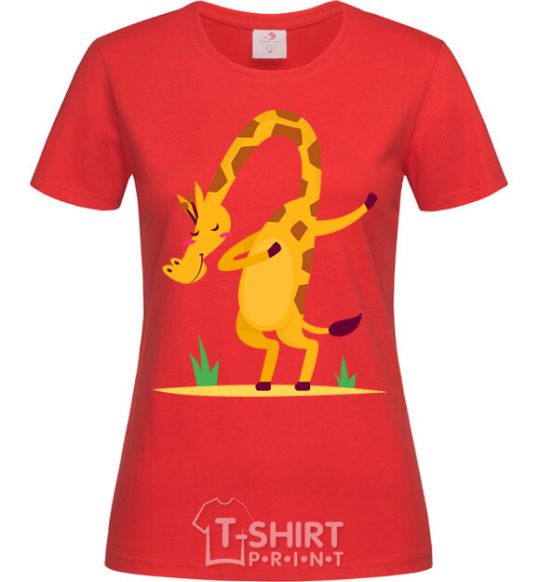 Women's T-shirt Polite giraffe red фото