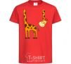 Kids T-shirt The giraffe hovered red фото