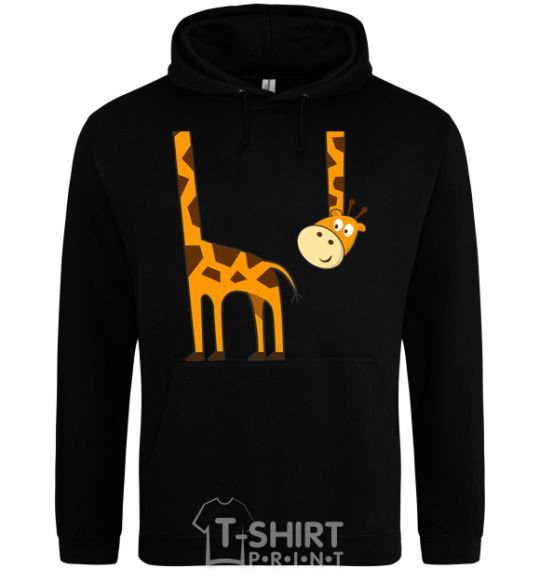 Men`s hoodie The giraffe hovered black фото