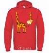 Men`s hoodie The giraffe hovered bright-red фото