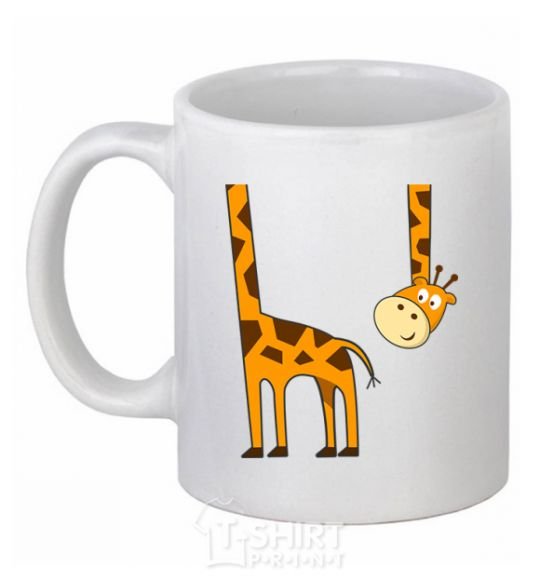 Ceramic mug The giraffe hovered White фото