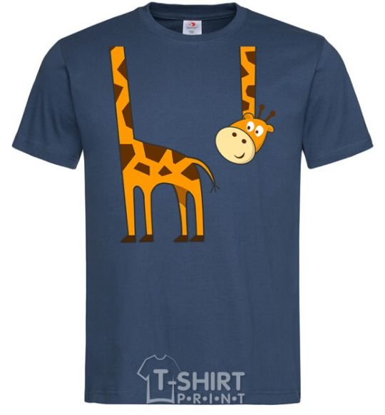 Men's T-Shirt The giraffe hovered navy-blue фото