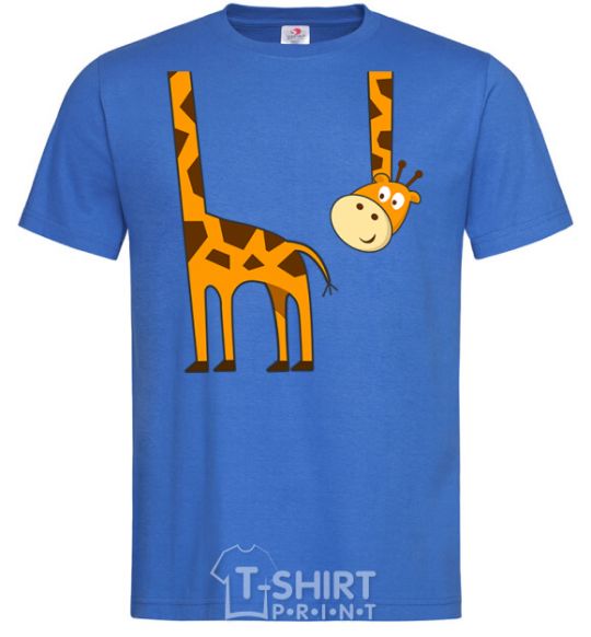 Men's T-Shirt The giraffe hovered royal-blue фото