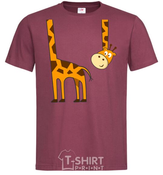 Men's T-Shirt The giraffe hovered burgundy фото