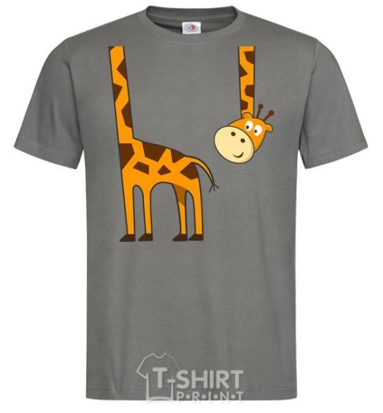 Men's T-Shirt The giraffe hovered dark-grey фото