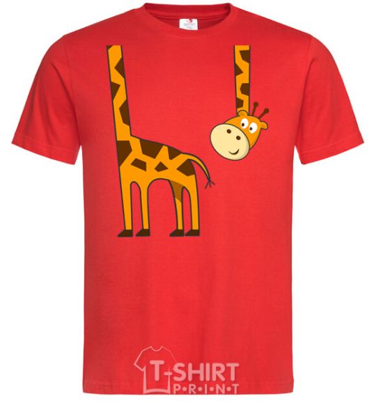 Men's T-Shirt The giraffe hovered red фото