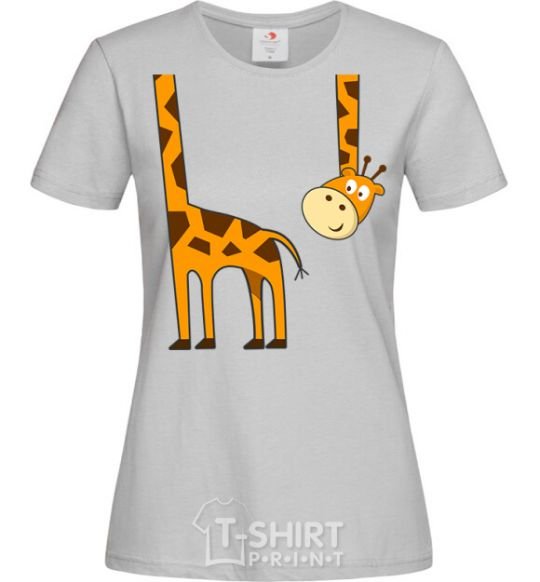 Women's T-shirt The giraffe hovered grey фото