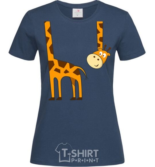 Women's T-shirt The giraffe hovered navy-blue фото