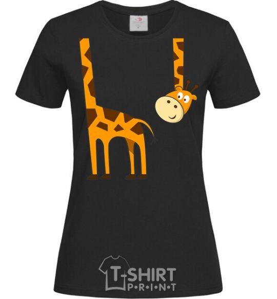 Women's T-shirt The giraffe hovered black фото