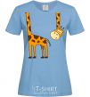 Women's T-shirt The giraffe hovered sky-blue фото