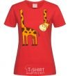 Women's T-shirt The giraffe hovered red фото