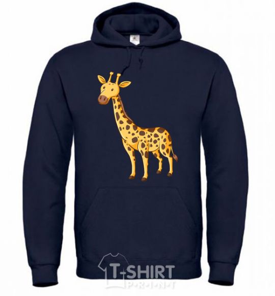 Men`s hoodie Standing giraffe navy-blue фото
