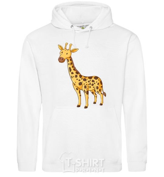 Men`s hoodie Standing giraffe White фото
