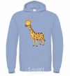 Men`s hoodie Standing giraffe sky-blue фото