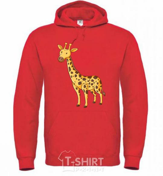 Мужская толстовка (худи) Standing giraffe Ярко-красный фото