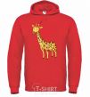 Men`s hoodie Standing giraffe bright-red фото