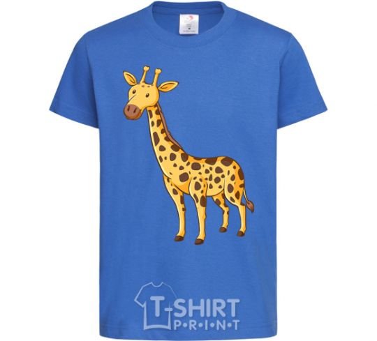 Kids T-shirt Standing giraffe royal-blue фото