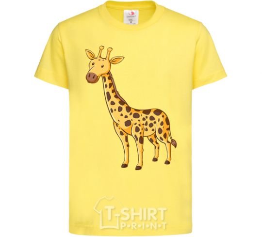 Kids T-shirt Standing giraffe cornsilk фото