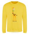 Sweatshirt A giraffe eats a twig yellow фото