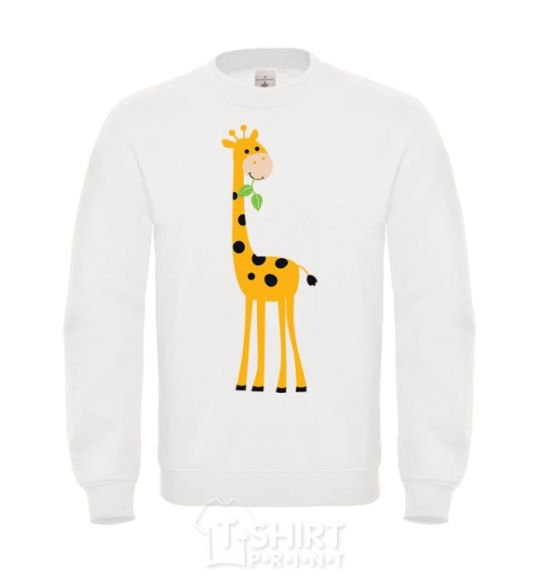 Sweatshirt A giraffe eats a twig White фото