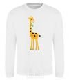 Sweatshirt A giraffe eats a twig White фото