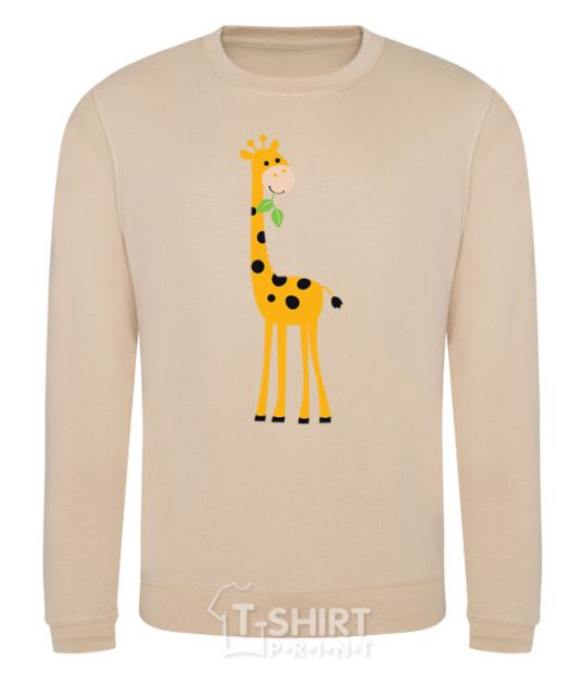 Sweatshirt A giraffe eats a twig sand фото