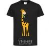 Kids T-shirt A giraffe eats a twig black фото