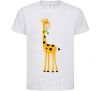 Kids T-shirt A giraffe eats a twig White фото