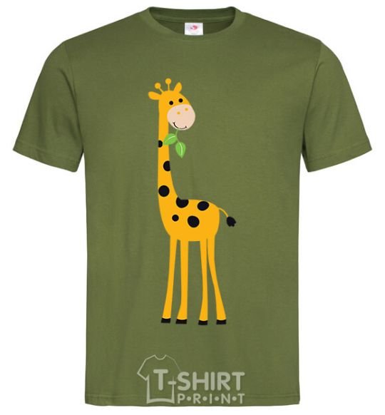 Men's T-Shirt A giraffe eats a twig millennial-khaki фото